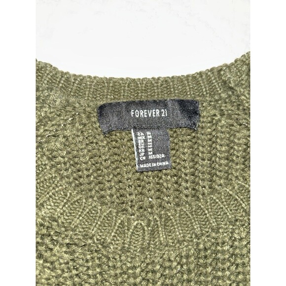 Forever 21 Olive Green Knitted Sweater Women’s Medium Perfect For Fall Cozy - Picture 4 of 6